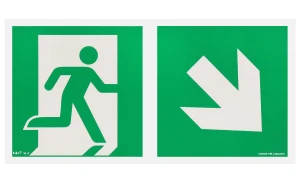 Richtung des Fluchtweges unten rechts 15x30cm PVC langnachleuchtende Tafel