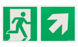 Richtung des Fluchtweges Nach oben / schräg nach rechts 15x30cm PVC-Langnachleuchttafel