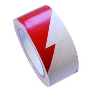 Rot-weißes selbstklebendes Vinylband 5 cm/33 mb zur Markierung von Verkehrswegen