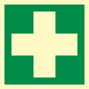 Medizinisches Erste-Hilfe-Schild 10x10cm selbstklebende photolumineszierende Folie