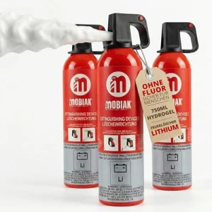 MOBIAK Feuerlöschspray 750ml zum Löschen von kleinen Lithium-Ionen-Batteriebränden mit Aufhänger - 3 Stück 