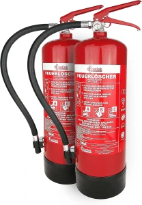 Pulverfeuerlöscher mit 6 kg Füllmenge und Aufhängevorrichtung, Nennleistung 34A 233B C  (Pulverfeuerlöscher mit 6 kg Füllmenge und Aufhängevorrichtung, Nennleistung 34A 233B C (2 Stück)