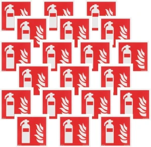 Feuerlöscher Schild 15x15cm PVC nachleuchtendes  - 20 Stück 