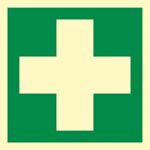 Erste-Hilfe-Schild - Erste-Hilfe-Kasten 15x15cm PVC langnachleuchtendes Brett